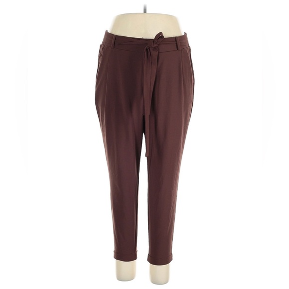 torrid Pants - Torrid Pull-On Cuffed Crepe Trousers with Belt in Brown